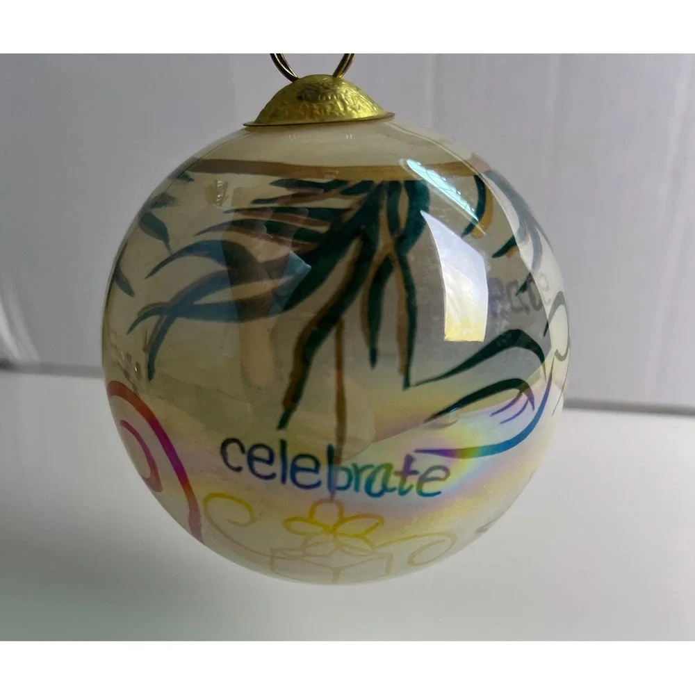 Vintage 1999 Glass Hand Painted Christmas Ornament Love Hope Peace‎